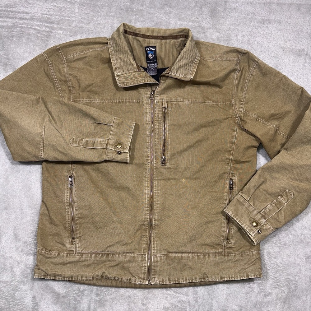 KÜHL Burr Jacket Mens XL Brown Canvas Vintage Patina Dye Outdoor Work Coat